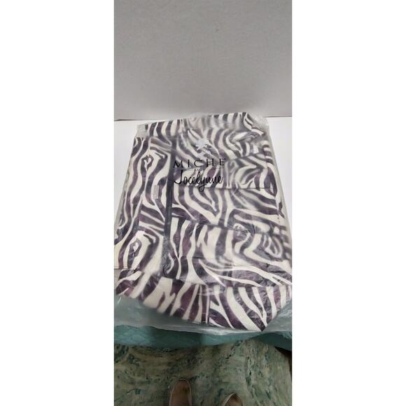 Vntg Miche Prima Jocelynn Shell Purple Black Zebra Print Faux Leather - Picture 11 of 16